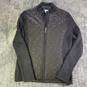 Women Croft Barrow Sweater Jacket Size M‎ Blue Zipper Front Long Sleeve